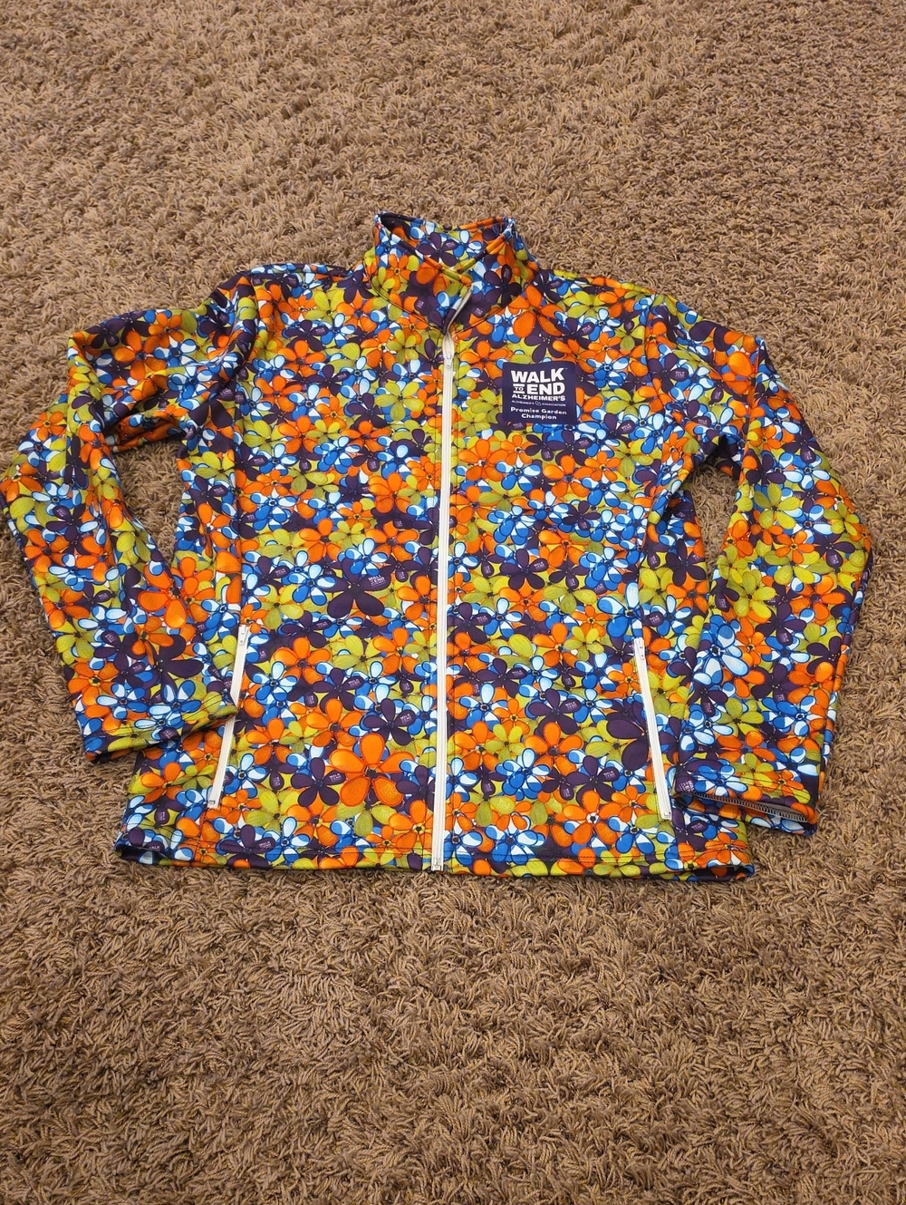 Walk To End Alzheimers Floral Jacket - Orange Multi LARGE Grand Champion